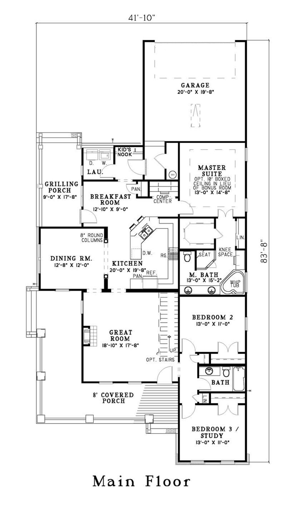Floor Plan First Story of Craftsman Plan #153-1467